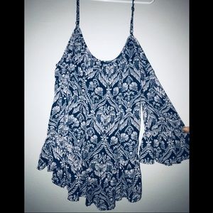 Cold-shoulder top with bell sleeves